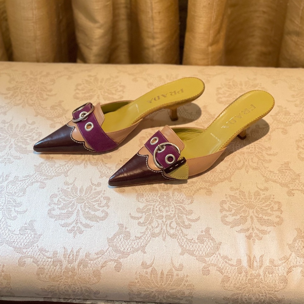 Prada Kitten Heel Mules with Buckle - Picture 8 of 10